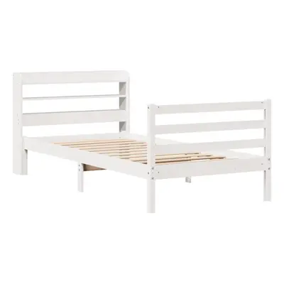 vidaXL Bed Frame with Headboard Bed Base White 100x200 cm Solid Wood Pine