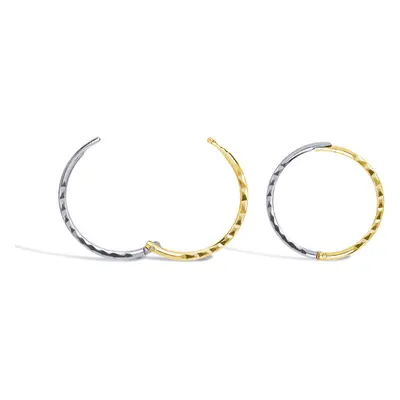 Jewelco London 9ct Colour Gold 4-in-1 Sparkling Diamond-cut Hinged Sleeper 1mm Hoop Earrings 13m