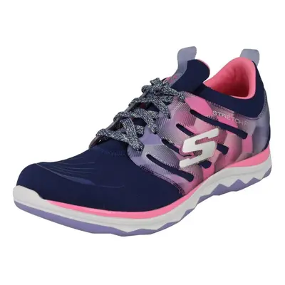 (UK 9.5 Child, Navy/Hot Pink (Blue)) Girls Skechers Casual Lace Up Trainers Diamond Runner