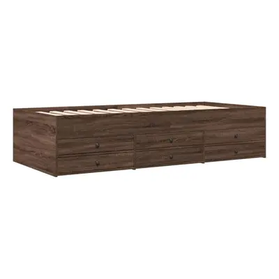 (brown oak, x cm) vidaXL Daybed with Drawers Sofa Bed Guest Bed Black 100x200 cm Engineered Wood