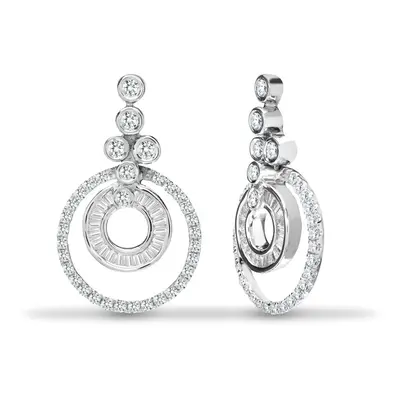 Jewelco London Solid 18ct White Gold Channel Set Baguette G SI1 0.62ct Diamond Halo Bubbles Drop