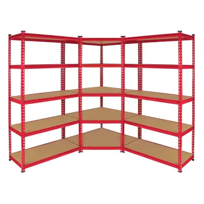 1 x Corner Racking Garage Shelving x 90cm Bays Metal Heavy Duty MDF Shelves