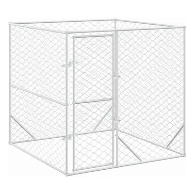 vidaXL Outdoor Dog Kennel Pet Cage Dog House Pet Crate Silver Galvanised Steel