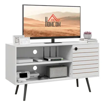 HOMCOM TV Unit for 50" TVs with Open Shelves, Door and Cable Holes, White