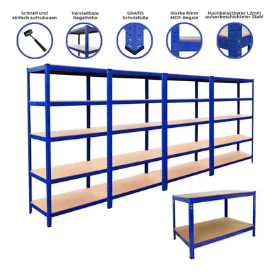 Garage Shed Storage Metal Shelving Units With x Workbench