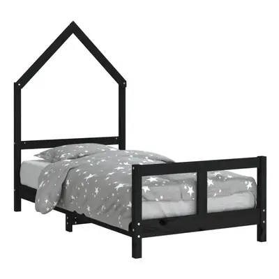 (black, x cm) vidaXL Kids Bed Frame Bedstead Wooden Bed Base Black 80x200 cm Solid Wood Pine