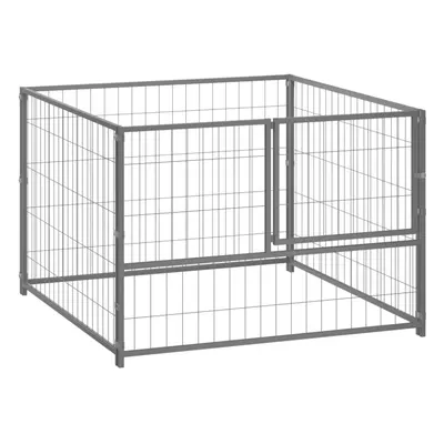 vidaXL Dog Kennel Silver Steel Dog Supplies Outdoor Puppy Enclosure Runs Cage