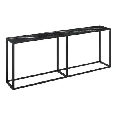 vidaXL Console Table Black Marble Tempered Glass Home End Hall Porch Table