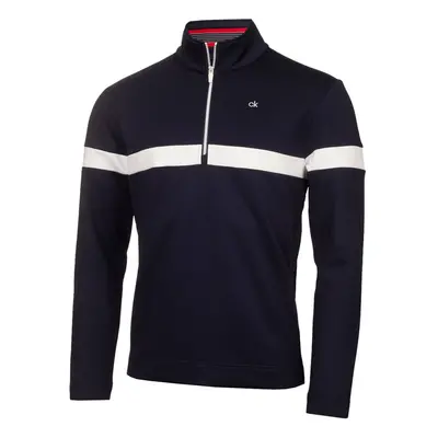 (S, Navy) Calvin Klein Mens Scale CK Insul-Lite 1/2 Zip Golf Sweater