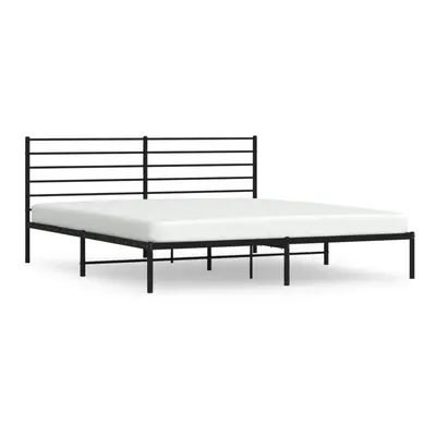 (black, x cm/with headboard) vidaXL Metal Bed Frame with Headboard Bed Base Mattress Foundation 