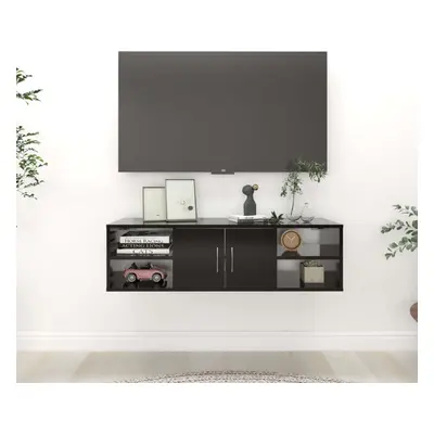 vidaXL Wall Shelf Black Engineered Wood Home Bookcase Furniture Floating Shelf