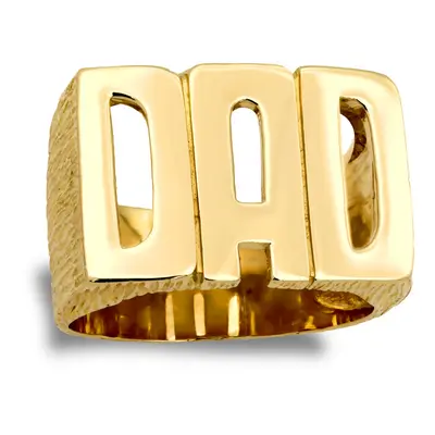 (T) Jewelco London Men's Solid 9ct Yellow Gold Barked Sides DAD Ring