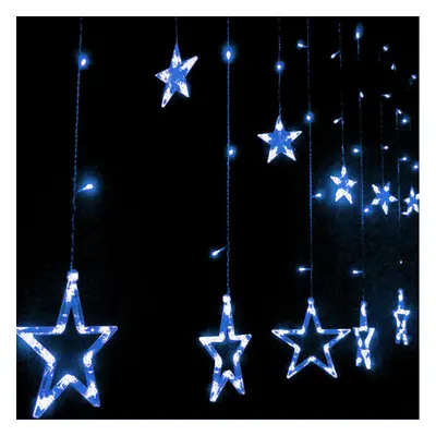 (Blue) 220V LED Light String Star Shape Curtain Light Home Decor Celebration Festival Wedding