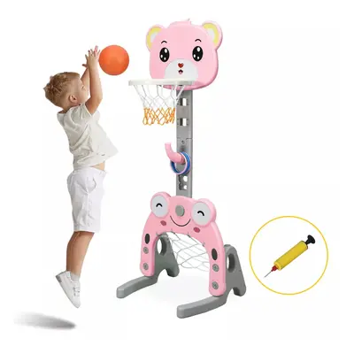 3-in-1 Kids Basketball Hoop Stand Set Ring Toss Portable Sport Center