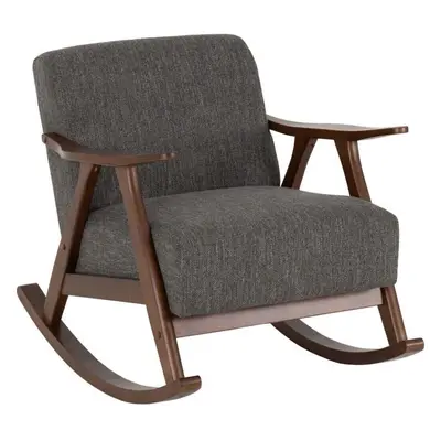 Kendra Rocking Chair in Grey Fabric with Wooden Frame