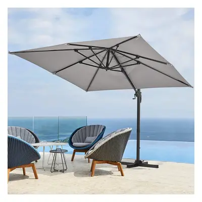 (Light Grey) 2.5M Rotatable Tilting Garden Rome Umbrella