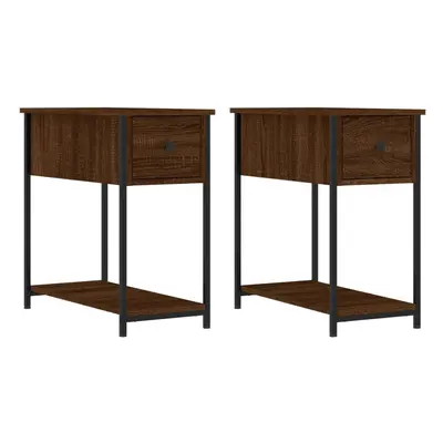 (brown oak, pcs) vidaXL Bedside Cabinets Side Table Nightstand pcs Smoked Oak Engineered Wood