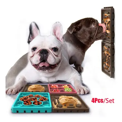 (Chocolate) Silicone Feeding Lick Mat Pet Food Bowls Slow Down Eating Feeder