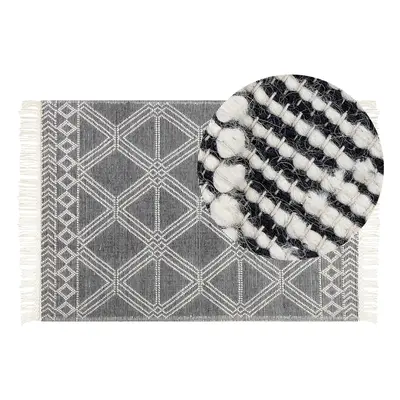 Wool Area Rug x cm Grey and Off-White TOPRAKKALE