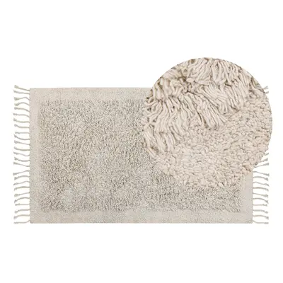 Cotton Shaggy Area Rug x cm Light Beige BITLIS