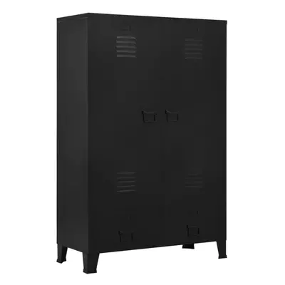 vidaXL Wardrobe Black 90x40x140cm Steel Cupboard Filing Cabinet Home Office