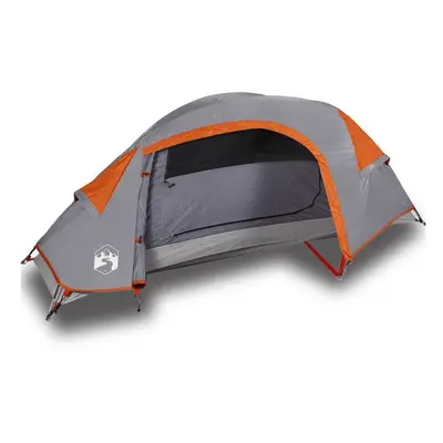 (grey and orange) vidaXL Camping Tent Dome 1-Person Lightweight Tent Patio Dome Tent Waterproof