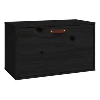 (Black) vidaXL Solid Wood Pine Wall Cabinet Wooden Floating Wall Unit Multi Colours