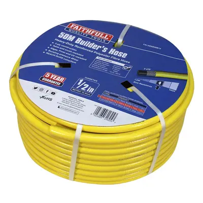 Faithfull FAIHOSE50B12 Heavy-Duty Reinforced PVC Builders Hose M 12.7 mm (1/2 Inch) Diameter