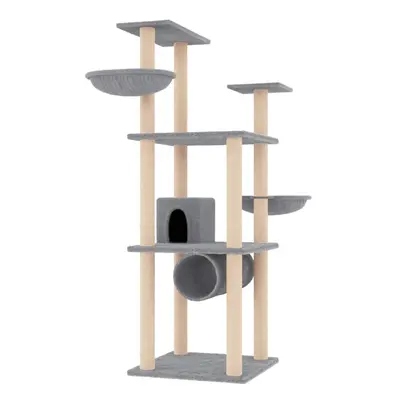 (light grey) vidaXL Cat Tree with Sisal Scratching Posts Cat Scratch Tower Climber Dark Grey