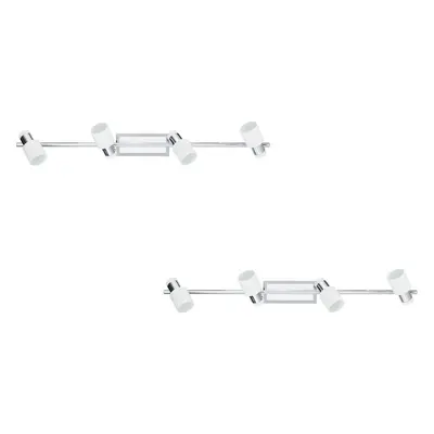 2 PACK Wall Light Colour Spots Chrome Plated & White Steel GU10 4x5W Included