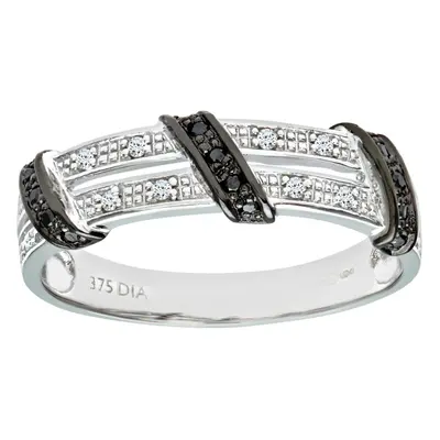 (O) Jewelco London 9ct White Gold Black Diamond Twist Ribbon Eternity Ring