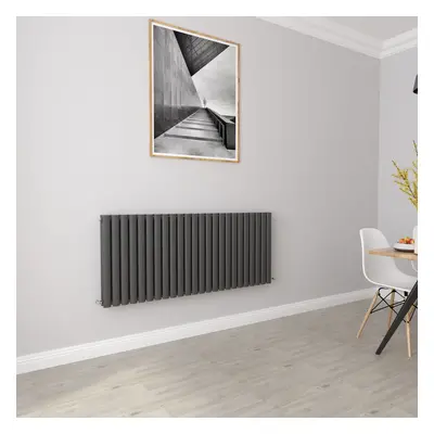 (Double 600x1416mm, Anthracite) Designer Oval Column Radiator Central Heating