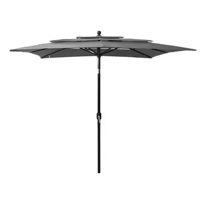 vidaXL 3-Tier Parasol with Aluminium Pole Anthracite Patio Sunshade Cover