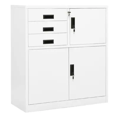 vidaXL Office Cabinet White Steel Furniture Filing File Storage Cabinet Locker