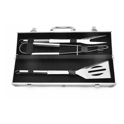 3PCS BBQ Grill Tool Set Cooking Utensils Stainless Steel Barbeque Portable Case