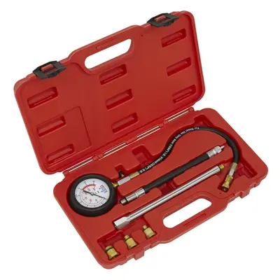 6 Piece Petrol Engine Compression Tester - 300psi Gauge - Flexible Extension