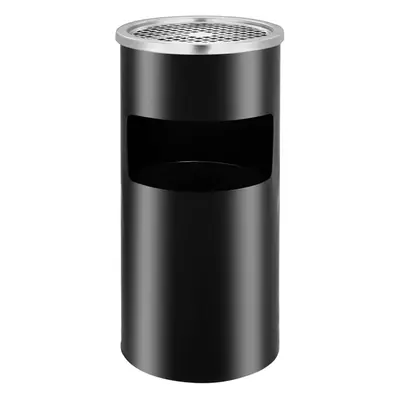 vidaXL Wall Ashtray Dustbin Removable Stainless Steel 26L Black Waste Can