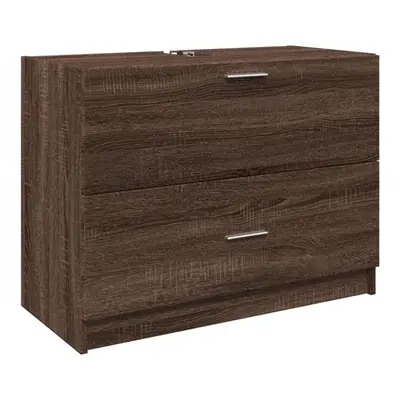 vidaXL Sink Cabinet Vanity Unit Storage Cupboard Brown Oak Engineered Wood