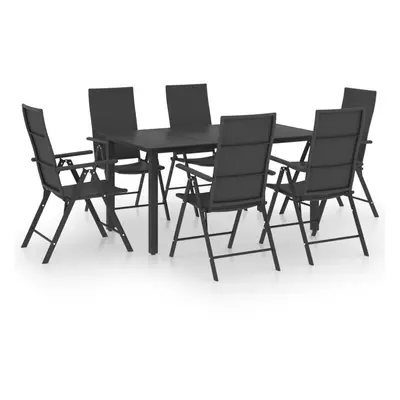 vidaXL Garden Dining Set Piece Black Outdoor Table and Chairs Furniture