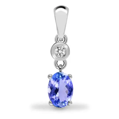 Jewelco London 9ct White Gold Rub Over Set 0.04ct Diamond and Oval Lilac 0.37ct Tanzanite Donut 