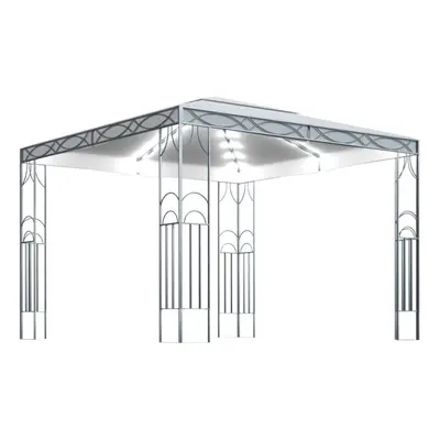 vidaXL Gazebo with LED String Lights 300x300 cm Cream Outdoor Patio Sunshade