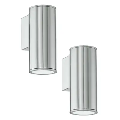 2 PACK IP44 Outdoor Wall Light Stainless Steel 1x 3W GU10 Porch Down Lamp