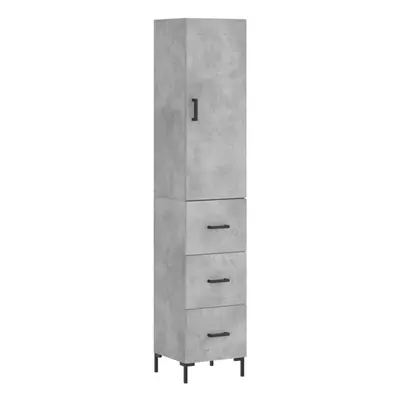 (concrete grey) vidaXL Highboard Sideboard Storage Cabinet High Gloss White Engineered Wood