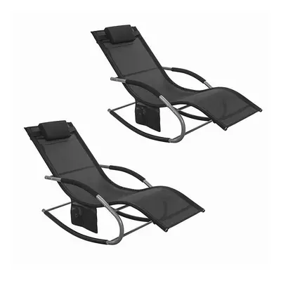 (Black) SoBuy Set of Garden Rocking Chair OGS28-SCHx2