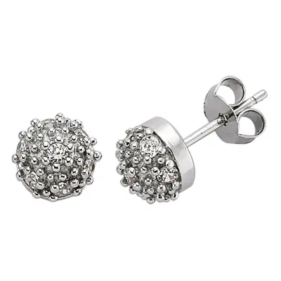 Jewelco London Ladies Sterling Silver Cubic Zirconia Disco Ball Stud Earrings - GVE193