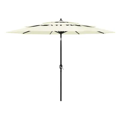 vidaXL 3-Tier Parasol with Aluminium Pole Sand Outdoor Patio Sunshade Cover