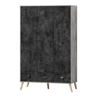 Nordic Door Drawer Wardrobe Concrete Effect/Charcoal