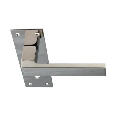 PAIR Straight Square Lever on Slim Lock Backplate x 50mm Polished Nickel