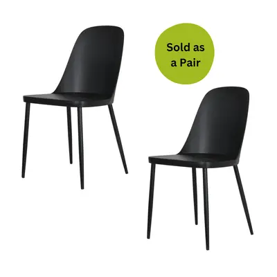 (Black) Home Source Baldwin Pair of Plastic Dining Chairs