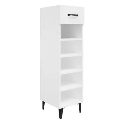 vidaXL Shoe Cabinet High Gloss White Engineered Wood Hallway Shoe Storage